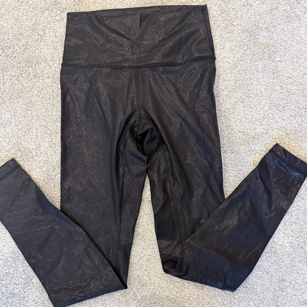 Lululemon Athletica Black Shimmer Foil Leggings